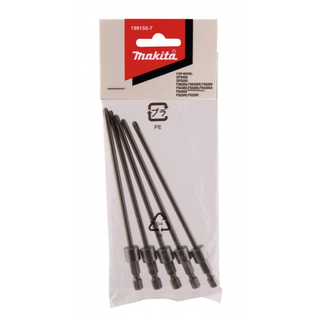 MAKITA Skrúfbiti PH2 4mm 130 mm (5 stk) DFS452 FS6300R