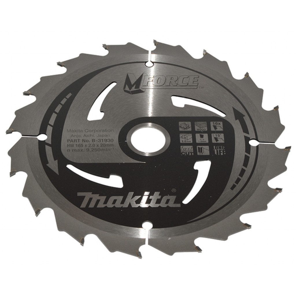 MAKITA Sagarblað M-Force TCT 165 x 20 mm - 16T - Viður