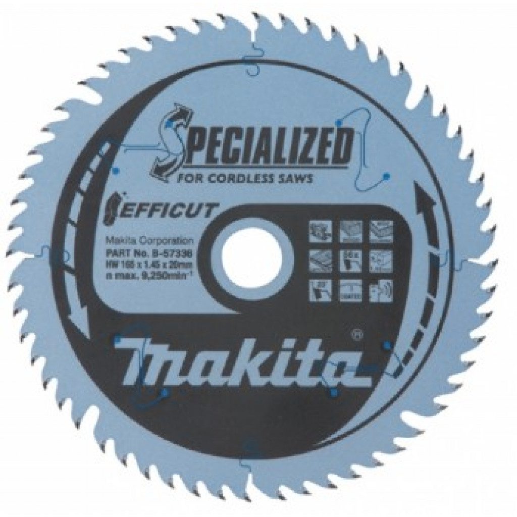 MAKITA Sagarblað Efficut TCT 165 x 20 mm - 56T - Parket, MDF, Viður