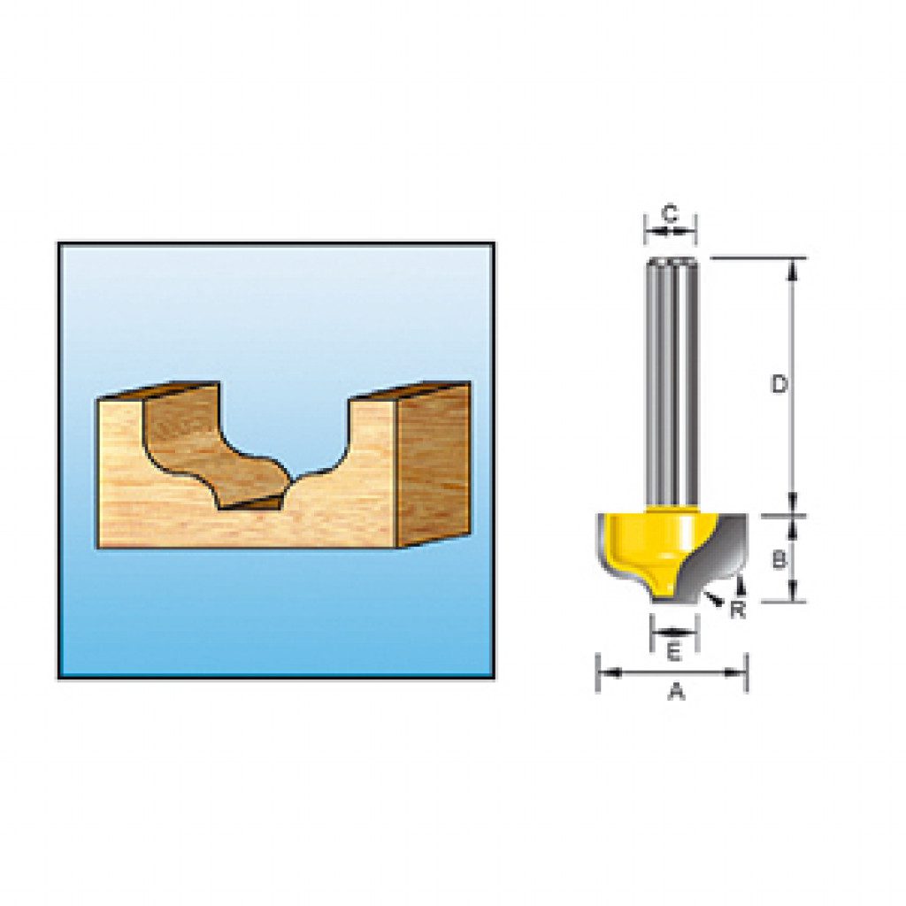 Fræsitönn Rúnuð Skraut 8mm