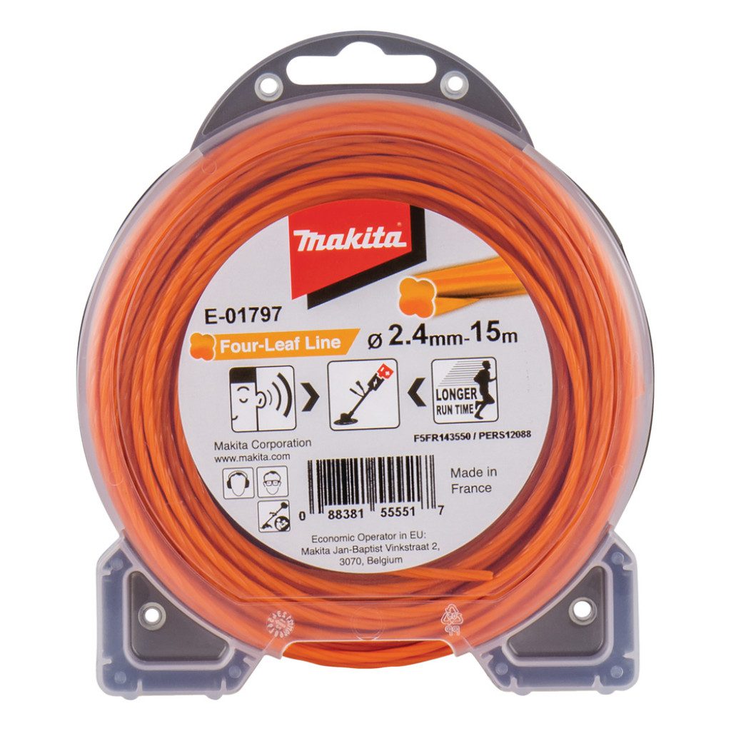 MAKITA Þráður í sláttuorf 2,4mm x 15m - Appelsínugulur Snúinn