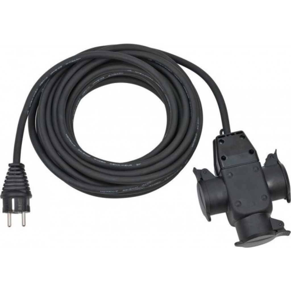 Framlengingarsnúra og 3x fjöltengi 10m IP44