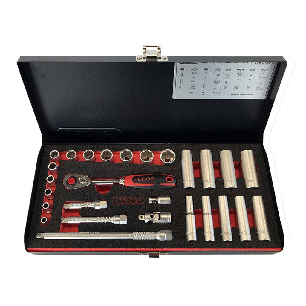 Tecos Topplyklasett 1/4" 27 st