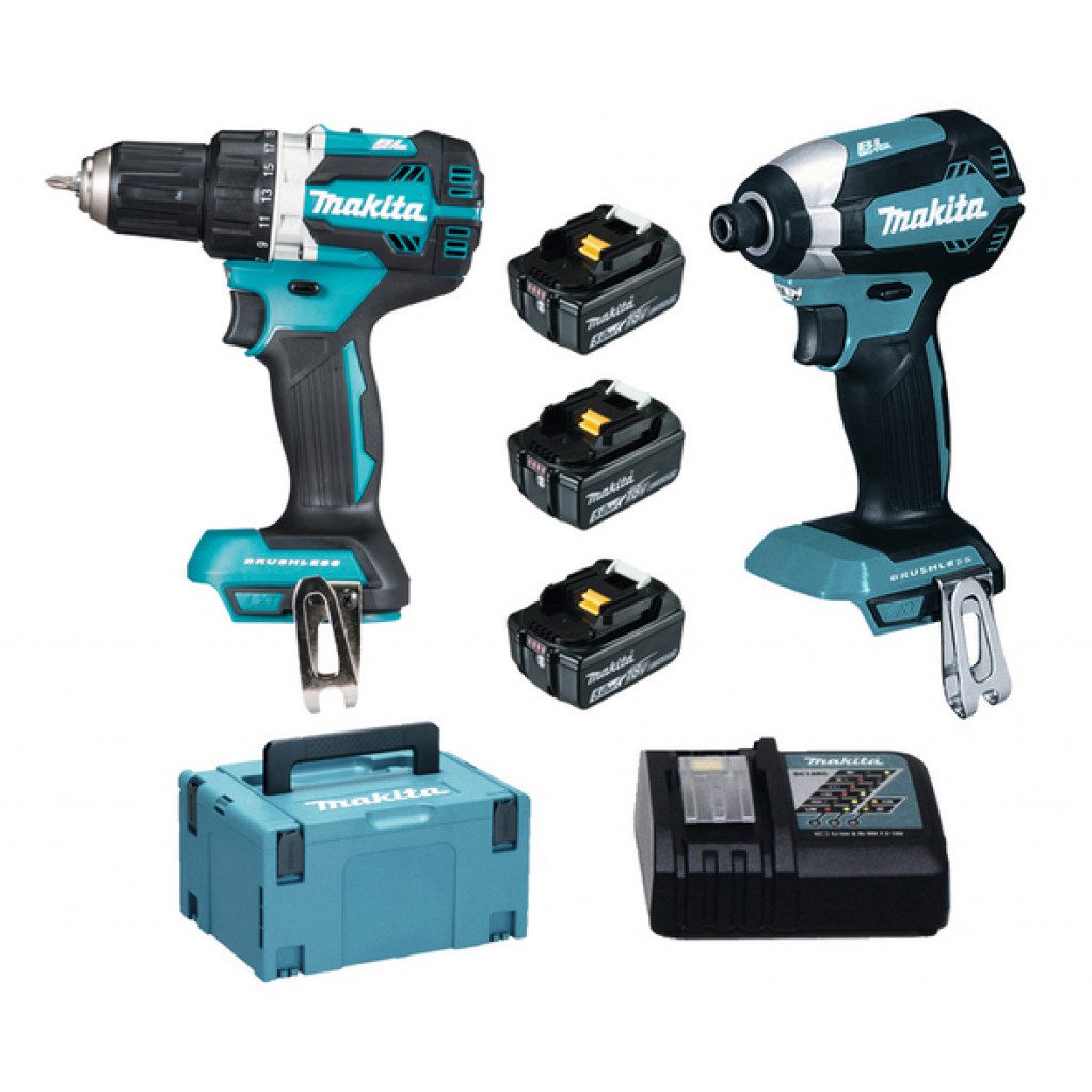 MAKITA 18V 2stk Verkfærasett DDF484+DTD153 (3x 5Ah rafl og hleðslutæki)