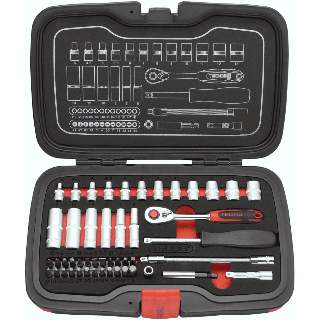 Tecos Topplyklasett 1/4", 4-13mm 48 Stk - T-1848