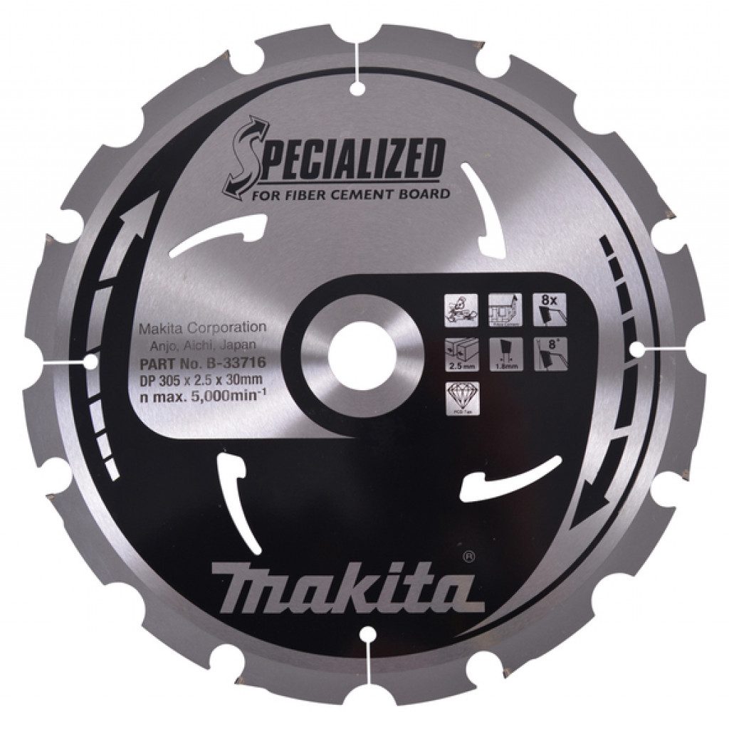 MAKITA Sagarblað Specialized TCT 305 x 30 mm - 8 T - Klæðningar (Fiber cement board)