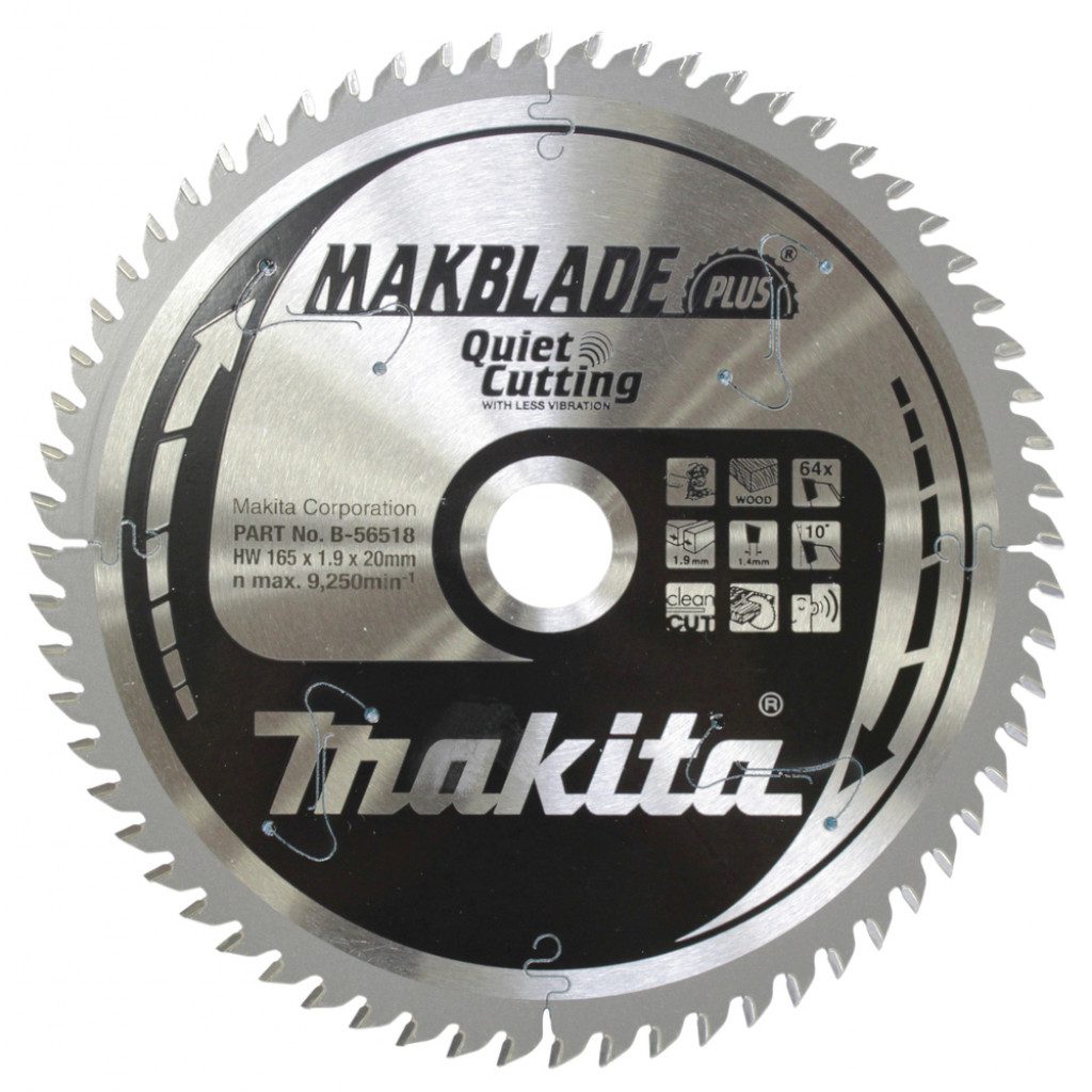 MAKITA Sagarblað Makblade Plus TCT 165 x 20 mm - 64T - Viður (Quiet Cutting)