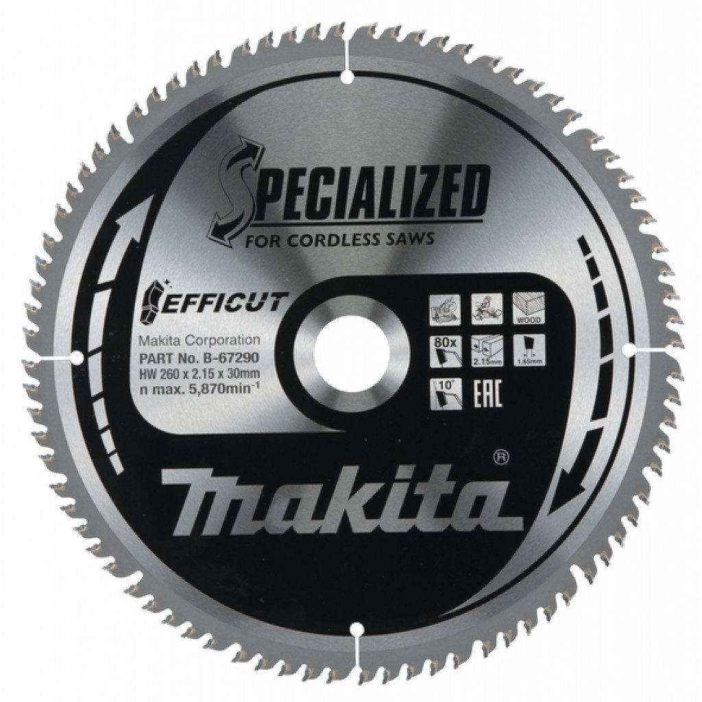 MAKITA Sagarblað Efficut TCT 260 x 30 mm - 80 T - Viður