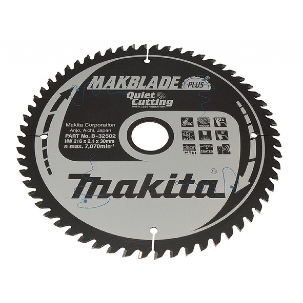 MAKITA Sagarblað Makblade Plus TCT 216 x 30 mm - 60 T - Viður (Quiet cutting)