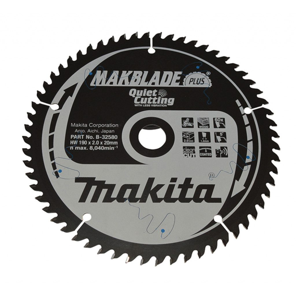 MAKITA Sagarblað Makblade Plus TCT 190 x 20 mm - 60 T - Viður (Quiet Cutting)