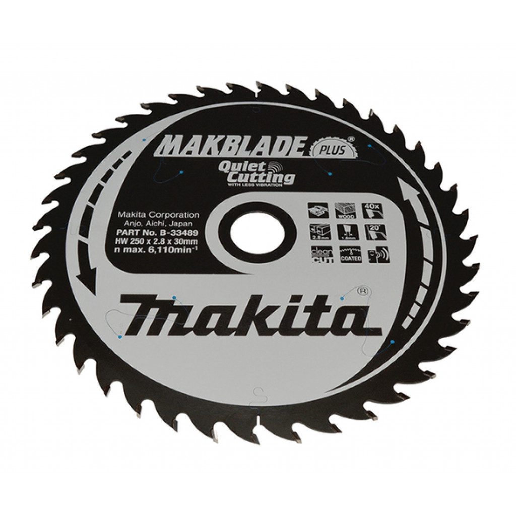 MAKITA Sagarblað Makblade Plus TCT 250 x 30 mm - 40T - Viður (Quiet Cutting)
