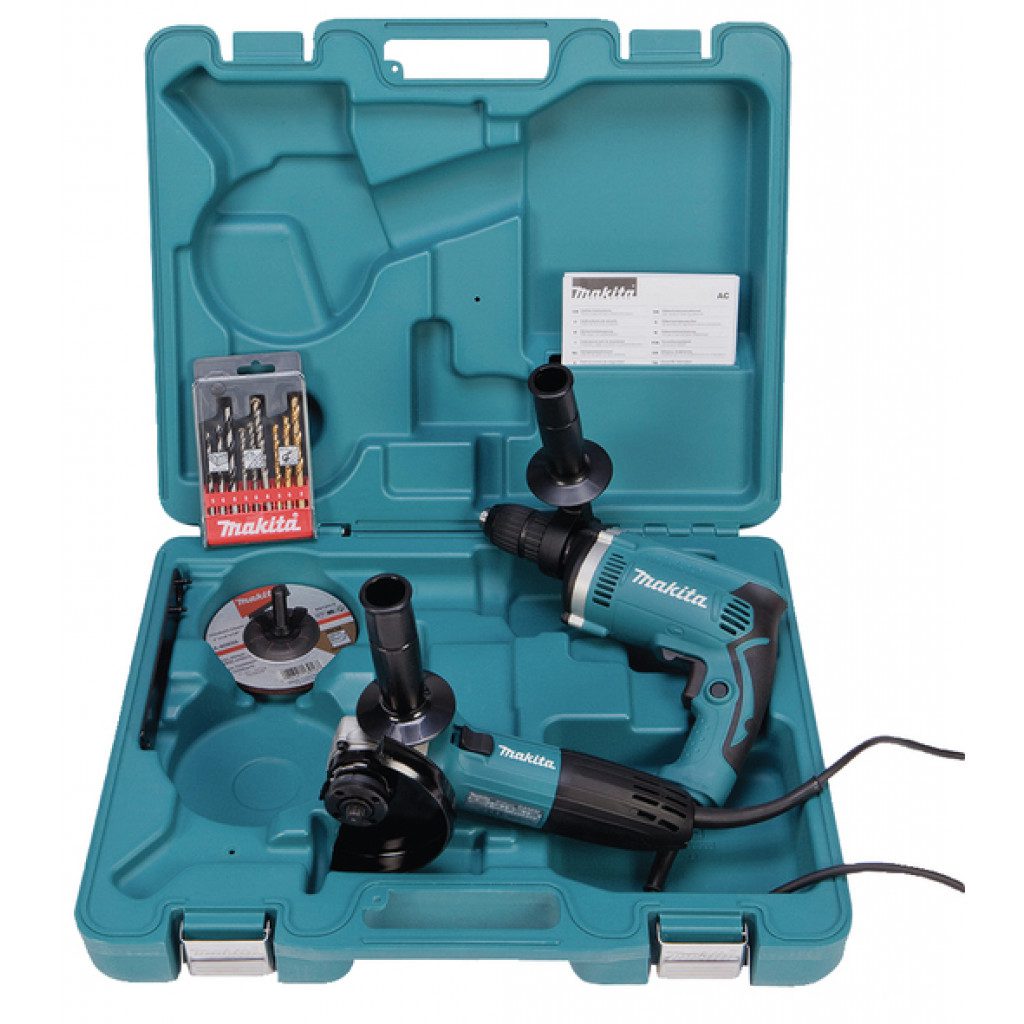 MAKITA 2 Stk Sett Borvél og Slípirokkur GA5030R7+HP1631
