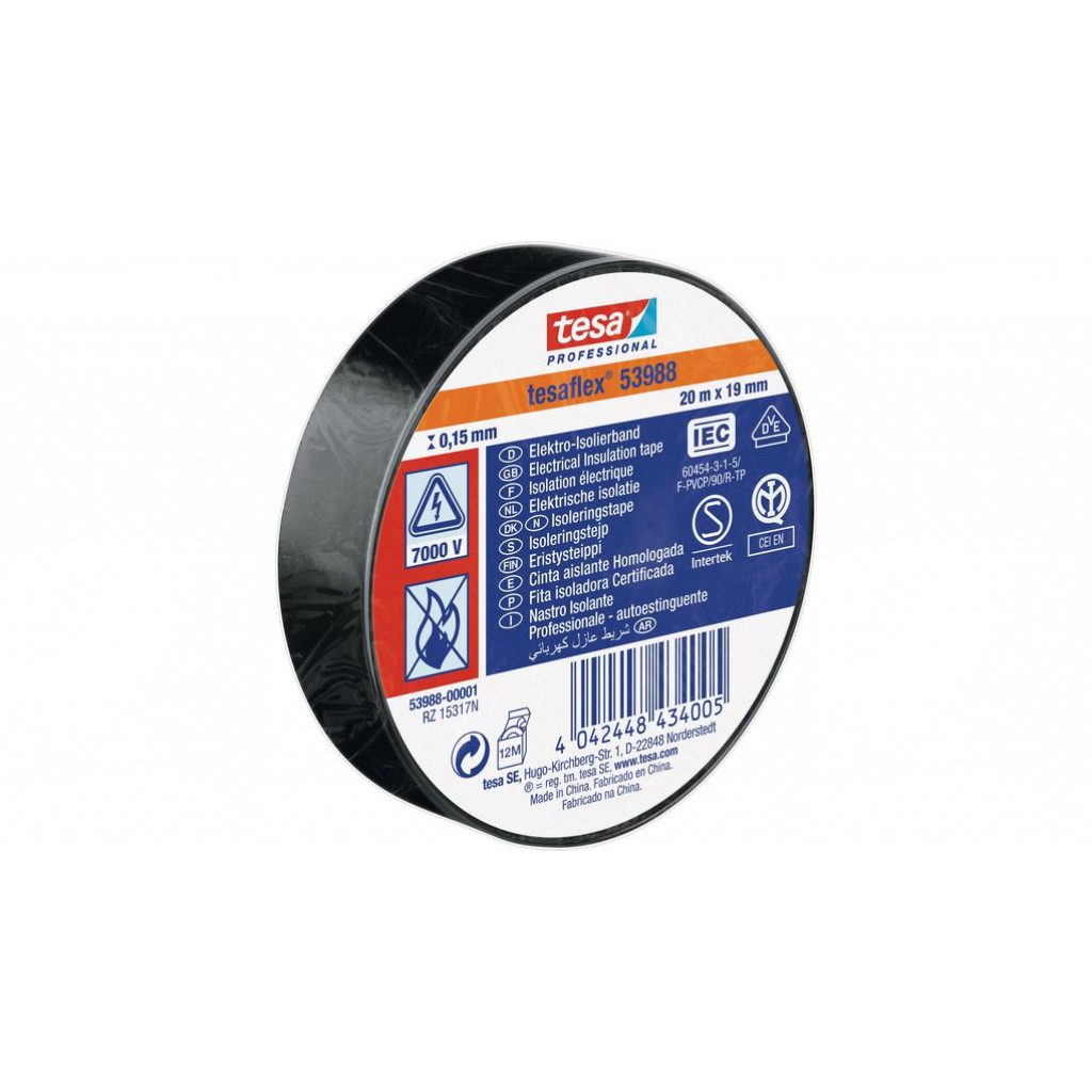 TESA Einangrunarlímband 20m x 19mm (539880) Svart